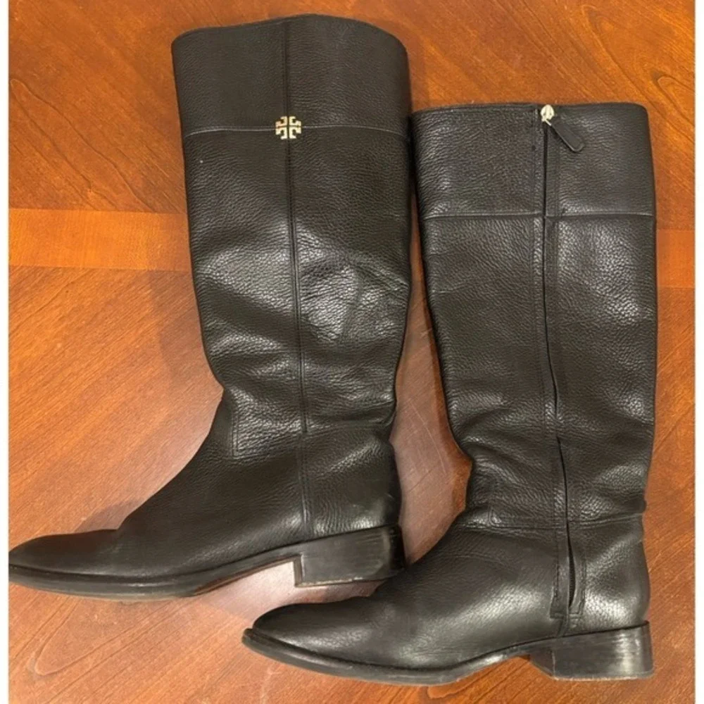 TORY BURCH Jolie Tall Riding Boots in Black Women's‎ Size 9M